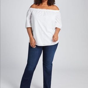 Lane Bryant Eyelet Embroidered Off the-ShoulderTop